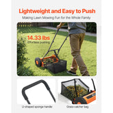 Manual Push Reel Lawn Mower 14in 5 Blade Adjustable Height Grass Catcher 2 Wheels